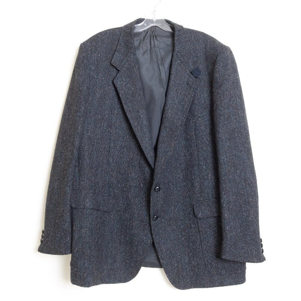 Vintage Tweed Sport Coat Wool Blazer Jacket Elbow Patches England 48 L Moores